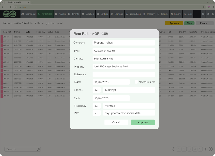 Sage 50 Recurring Invoice - Tenant Agreement